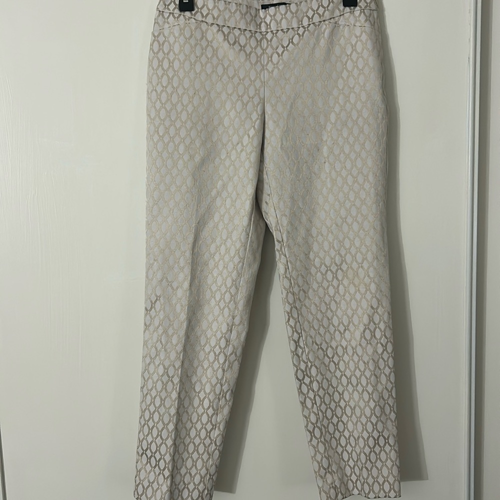 Cream Patterned Pants by White House Black Market